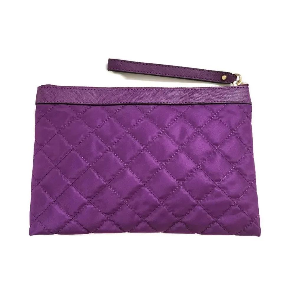Michael Kors Kieran Women's Purple Quilted Clutch Large Wristlet
